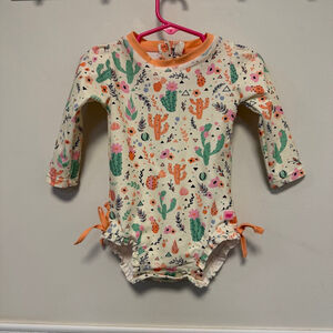 RuffleButts Baby Giro One Piece Swimsuit 12-18 M Coral Cactus Worn Once Swim